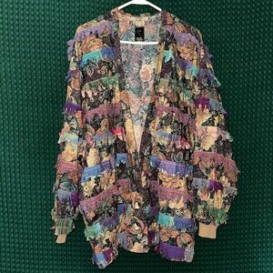 Paula Sweet Patchwork Ruffle Fringe Vintage Blazer